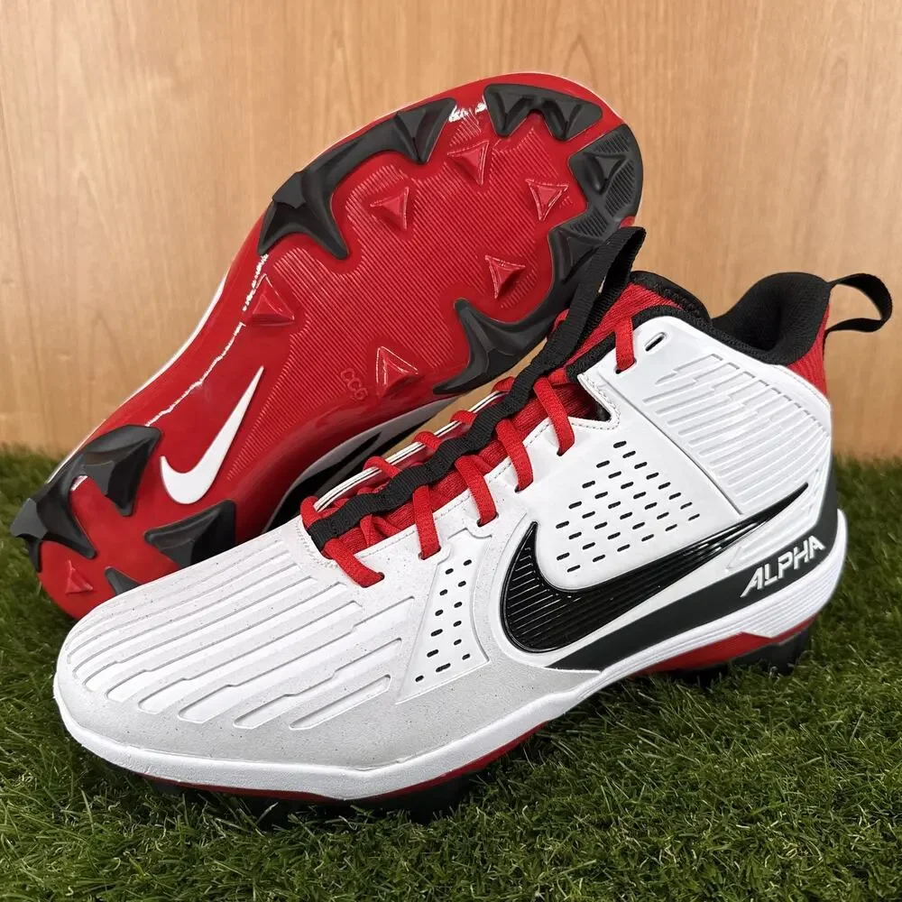 Nike Alpha Menace Strong Red White Football Cleats II5139-102 Men's Size 12